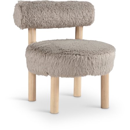 Meridian Furniture Ambre Beige Vegan Shearling Fabric Upholstered Accent Chair