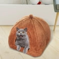 thumbnail image 6 of Cat Bed cushion with Non Slip Bottom Comfortable Play Puppy Tent Semi Enclosed Warm Calming for Kitten Puppy Indoor Cats Dogs Rabbits , Brown L, 6 of 10