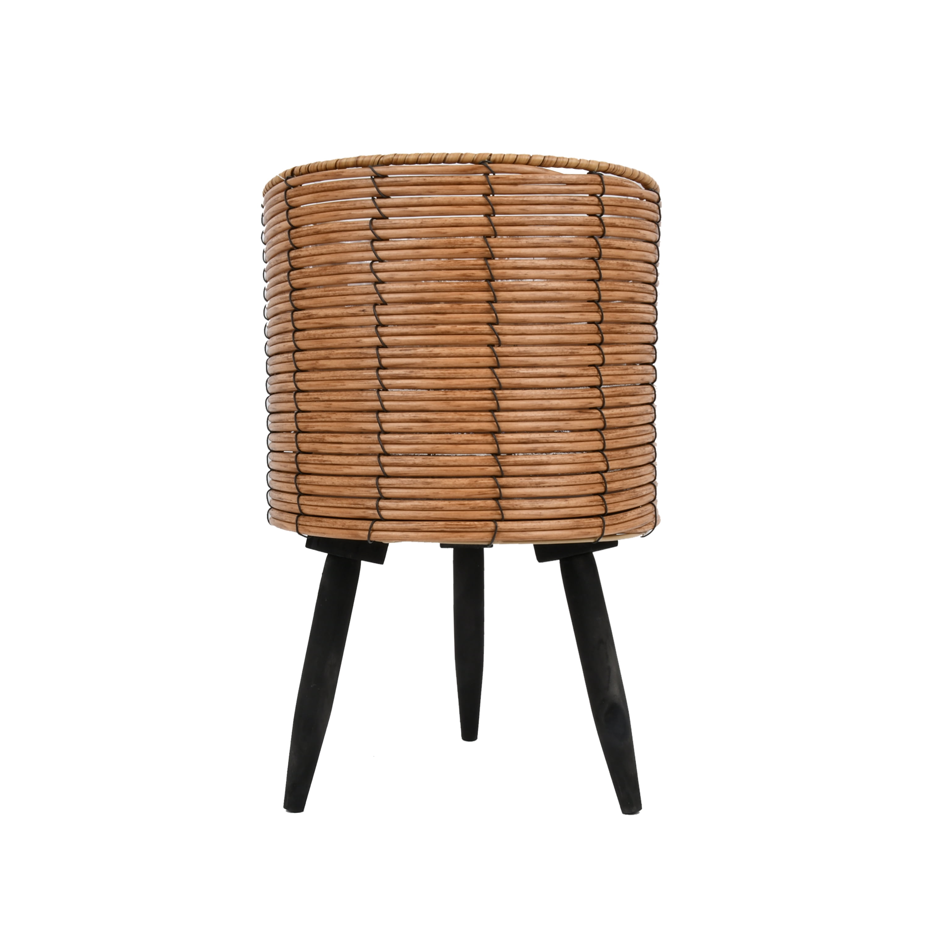 Better Homes & Gardens Thurlow Round Woven Planter with Wood Stand, 9.8 in