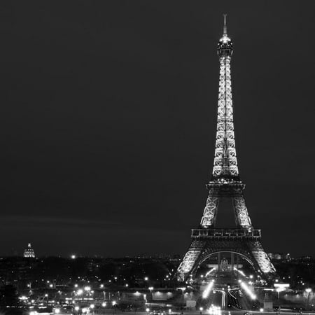 Paris And Eiffel Tower Cityscape Paris with Eiffel Tower at Night - Black and White Photography Print Wall Art By Philippe Hugonnard ()