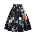 thumbnail image 4 of SWSMCLT Women's Midi Skirt Vintage High Waist Peasant Floral Printed Summer Pleated Cotton Casual Fall Fashion Basic Black Medium, 4 of 4