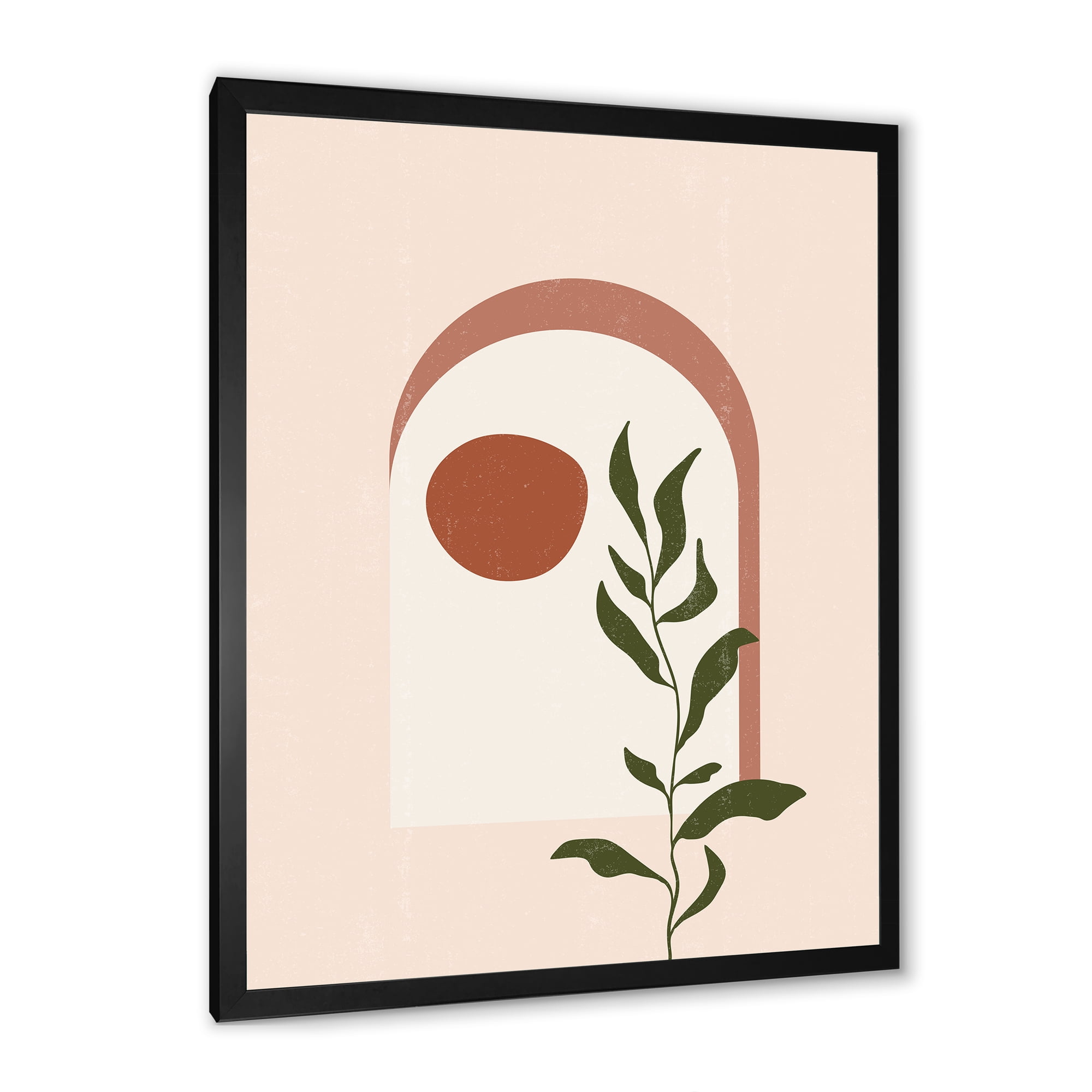 Designart 'Abstract Geometrical Leaf With Moon III' Modern Framed Art Print
