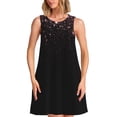 thumbnail image 1 of Easygdp Sparkling Pink Night Sky para Vestido Transpirable de Mujer, Vestido Suelto de Manga Corta con Pliegues y Bolsillos para el Verano, 1 of 7