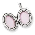 thumbnail image 2 of Sterling Silver Rhodium-Plated 19mm Diamond Polished/Satin Star Oval Locket (23.5 X 15.05) Made In Hong Kong qls512, 2 of 3