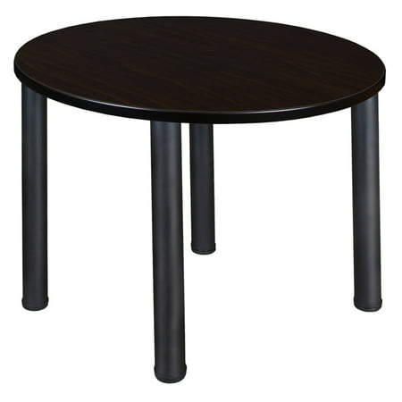 Regency Kee 42 in. Medium Round Breakroom Table- Mocha Walnut Top, Chrome Legs