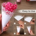 thumbnail image 3 of Uxcell Wedding Confetti Cones, 50 Pcs Paper Tapers Hollow Print Cone Bouquet for Party Sunflower Gift White, 3 of 6