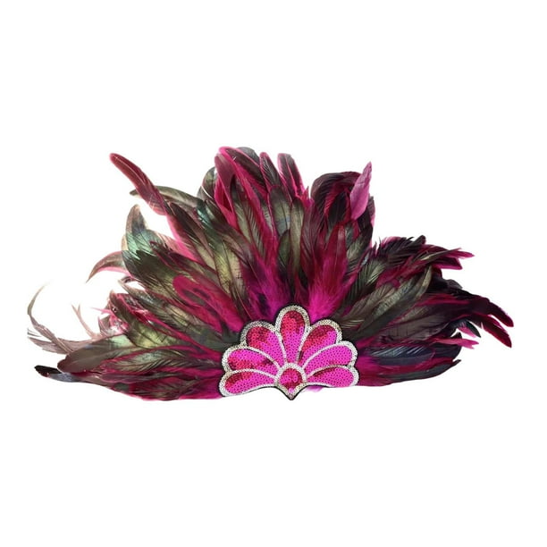 Tocado de plumas artificiales, decoración para el pelo, para disfraces, actuaciones en el escenario. Rosa roja
