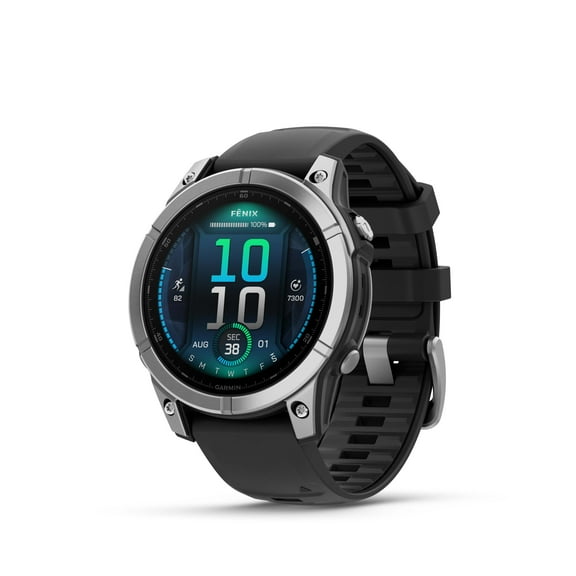 Garmin fenix E – 47 mm, AMOLED, Premium Multisport GPS Smartwatch, Long-Lasting Battery Life, Stainless Steel with Black Band