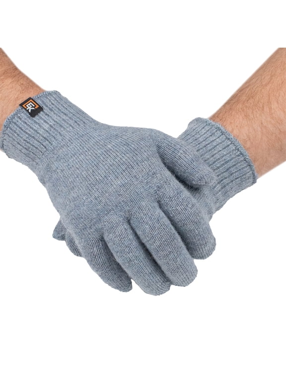 Alpaca Knit Gloves - Made in the USA - Super Soft Baby Alpaca - Large - Blue Grey