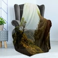 thumbnail image 4 of Landscape Soft Flannel Fleece Throw Blanket, Forest Nepal Himalaya Mountains Sunlight Majestic Scenery Nature Photo, Cozy Plush for Indoor and Outdoor Use, 70" x 90", Green Pale Yellow, by Ambesonne, 4 of 5