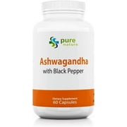 PureNature Ashwagandha 1300mg Organic Ashwagandha Root Powder & Black Pepper Extract 60 Veggie Capsules