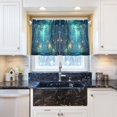 thumbnail image 5 of Yayeee Kitchen Curtains Tier Pair Light Filtering 27"x36" Rod Pocket Short Cafe Window Panel, Magical Forest Glowing Lights, 5 of 7