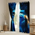 thumbnail image 3 of Manfei Wildlife Lion Black Out Curtains,Black Blue Curtains Pack of 2 (42x63 Each),Christian Cross Bedroom Curtains,Super Cozy Animal Bedroom Decorative, 3 of 6