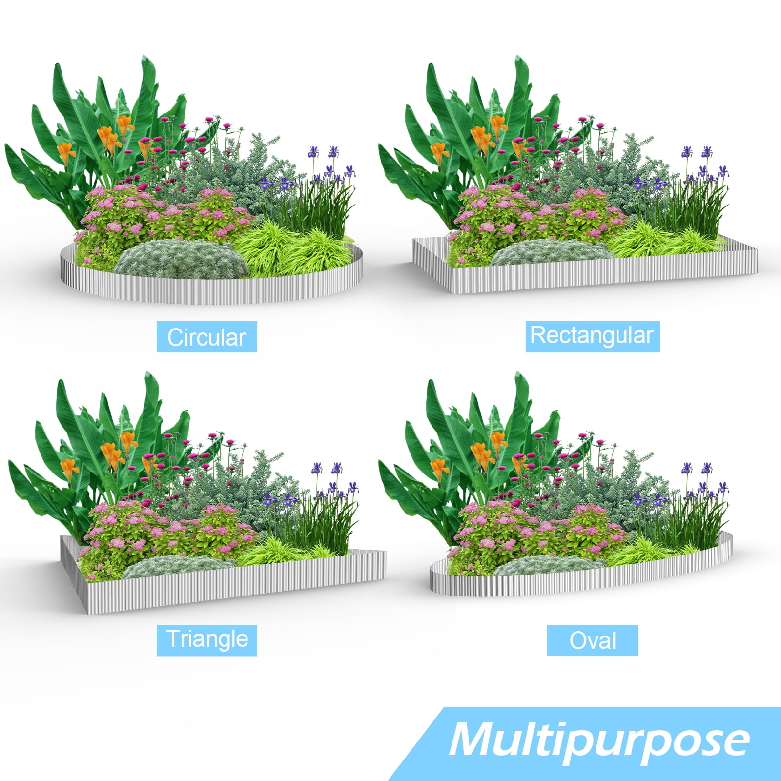 15cm (6in) x 6m (20ft) Galvanized Steel Garden Edging – Flexible Corrugated Border for Flower Beds, Lawns & Landscaping