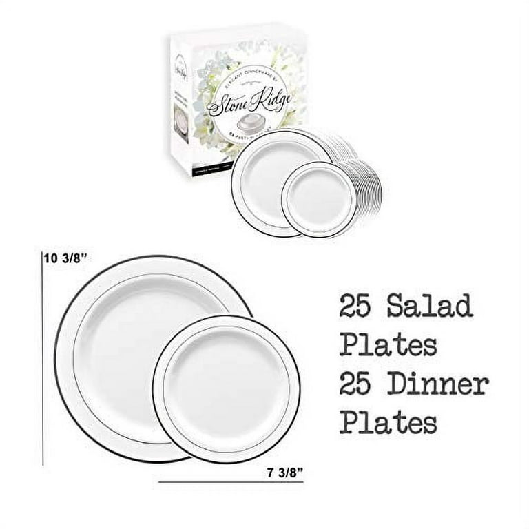 25pcs Plastic Plates Include 10.25inch Dinner Plates 7.5inch