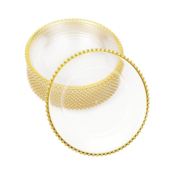 ChicHomey  25pcs Luxurious Gold Beaded Charger Plates,Round Charger Plates With Beaded Rim,for Banquets/Weddings/Parties, Ideal Gift