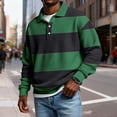 thumbnail image 3 of LEKWK Shirts for Men Striped Waffle-Knit Texture Long Sleeve Shirts Lapel Collar Casual Shirts Vintage Preppy Style Rugby Golf Casual Tops, 3 of 4