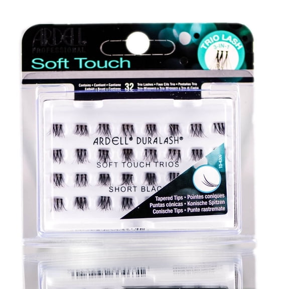 Short Black , Ardell Soft Touch Tapered Tip Lashes , Hair Scalp Skin Body - Pack of 3 w/ SLEEK Teasing Comb
