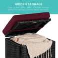 thumbnail image 3 of JJUN Set of 2 Wicker Ottomans, Multipurpose Outdoor Furniture for Patio, Backyard, Additional Seating, Footrest, Side Table w/Storage, Removable Cushions - Deep Burgundy/Black, 3 of 15