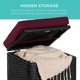 thumbnail image 3 of JJUN Set of 2 Wicker Ottomans, Multipurpose Outdoor Furniture for Patio, Backyard, Additional Seating, Footrest, Side Table w/Storage, Removable Cushions - Deep Burgundy/Black, 3 of 15