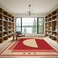 thumbnail image 2 of ODIKA 9'x12' Washable Area Rug Red Beige Geometric Artistic Design Elegant Minimalist Aesthetic with Bold for Master Suite, California King, Under Bed, Non-Shedding, Easy Care, 2 of 7
