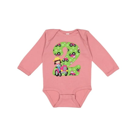 

Inktastic Tractor Girl 2nd Birthday Gift Baby Girl Long Sleeve Bodysuit