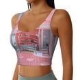 thumbnail image 2 of Balery Pastel Pink Beach Cafe Sujetadores deportivos con espalda cruzada para mujer, acolchados, sin costuras, de alto impacto, ideales para yoga, gimnasio, entrenamiento y fitness.-Large, 2 of 8
