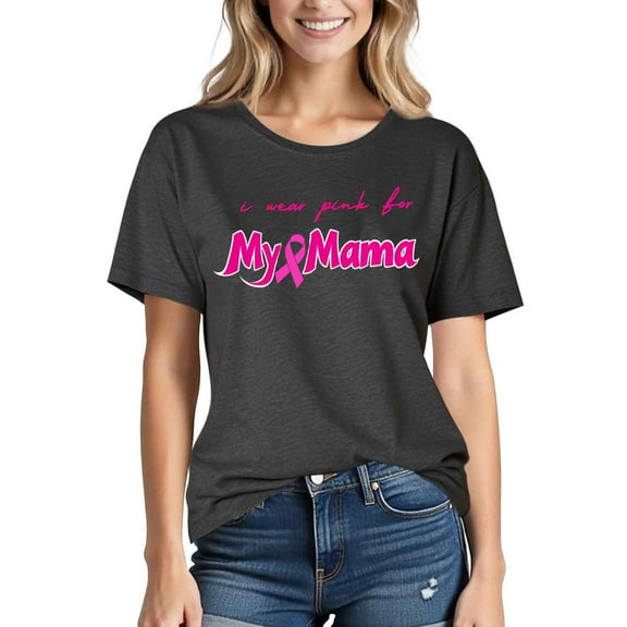 Womens Summer T-Shirts Breast Cancer Shirts Heart Pink Ribbon Tshirt Cancer Awareness Tee Tops