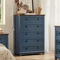 thumbnail image 5 of Joaxswe 5 Drawer Dresser Tall, Farmhouse Blue Chest of Drawers with Anti-Tip, Adult Large Storage for Bedroom, Hallway, Entryway, 5 of 10