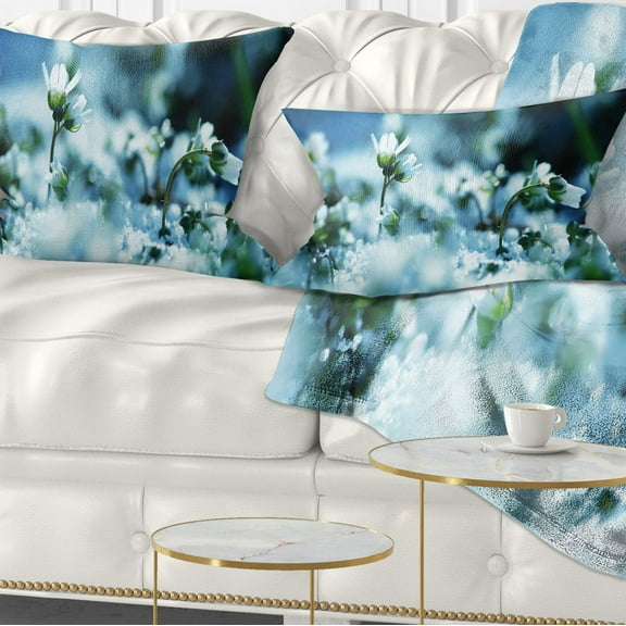 Designart 12" x 20" White Polyester Throw Pillow