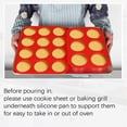 thumbnail image 5 of Juego de 2 moldes para muffins grandes, 6 moldes, molde para muffins de silicona, molde para hornear antiadherente para muffins, cupcakes, brownies y pudines, 27,8 x 19 x 5 cm (rojo), 5 of 5