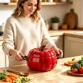 thumbnail image 4 of Pumpkin Shaped Ceramic Soup Bowl with Lid, Oven Safe Casserole Dish with Handles, 27oz Fall Thanksgiving Halloween Decorative Serving Bowl for Stew Dessert, 4 of 5