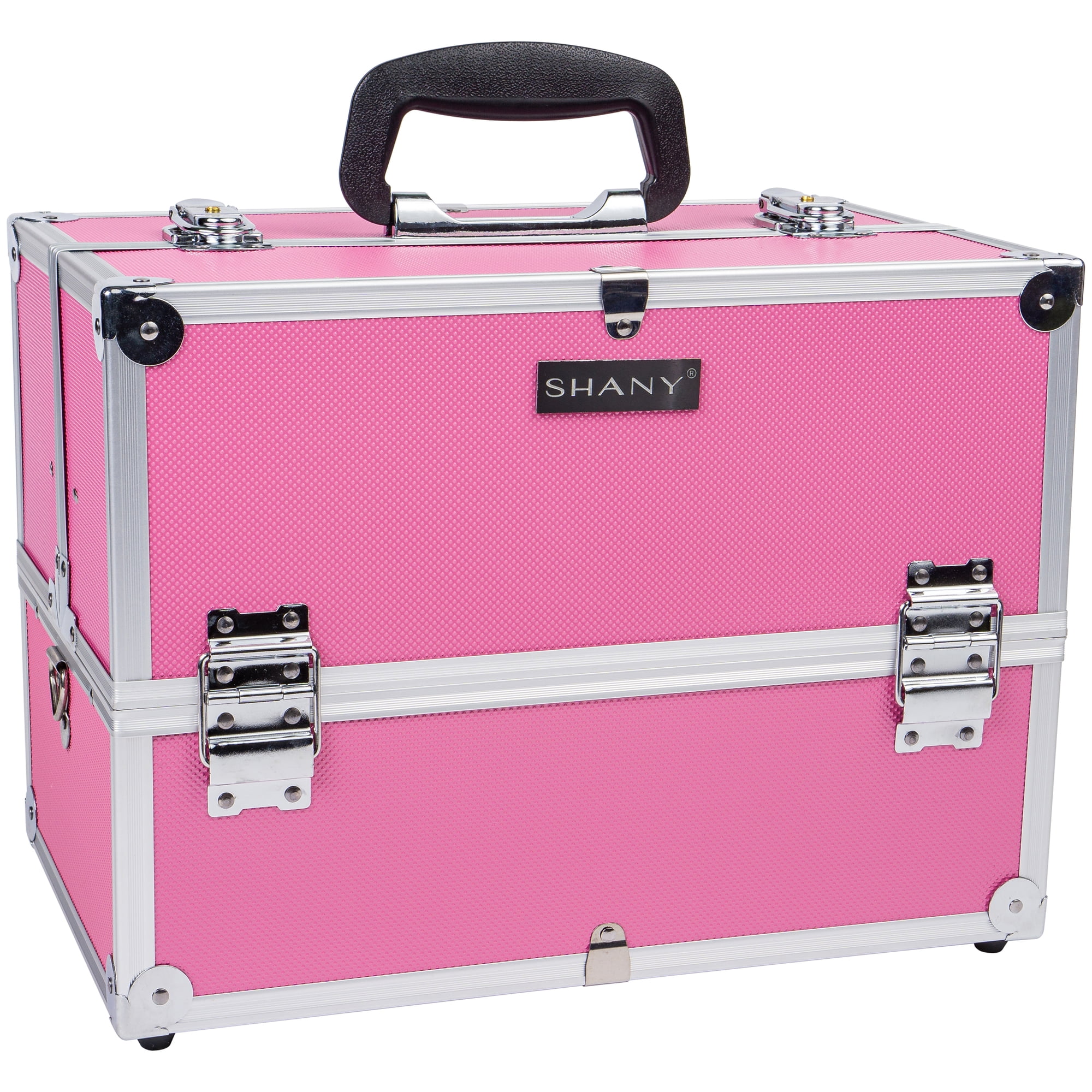 SHANY Cosmetics SHANY Essential Pro Makeup Train Case Cosmetic Box Portable Makeup Case Cosmetics Beauty Organizer Jewelry storage with Locks   Multi Compartments Makeup Box and Shoulder Strap - Soft Pink