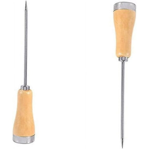 2PCS Ice Pick,Stainless Steel Ice Pick with Safety Wooden Handle for Breaking Ice,Kitchen (A)