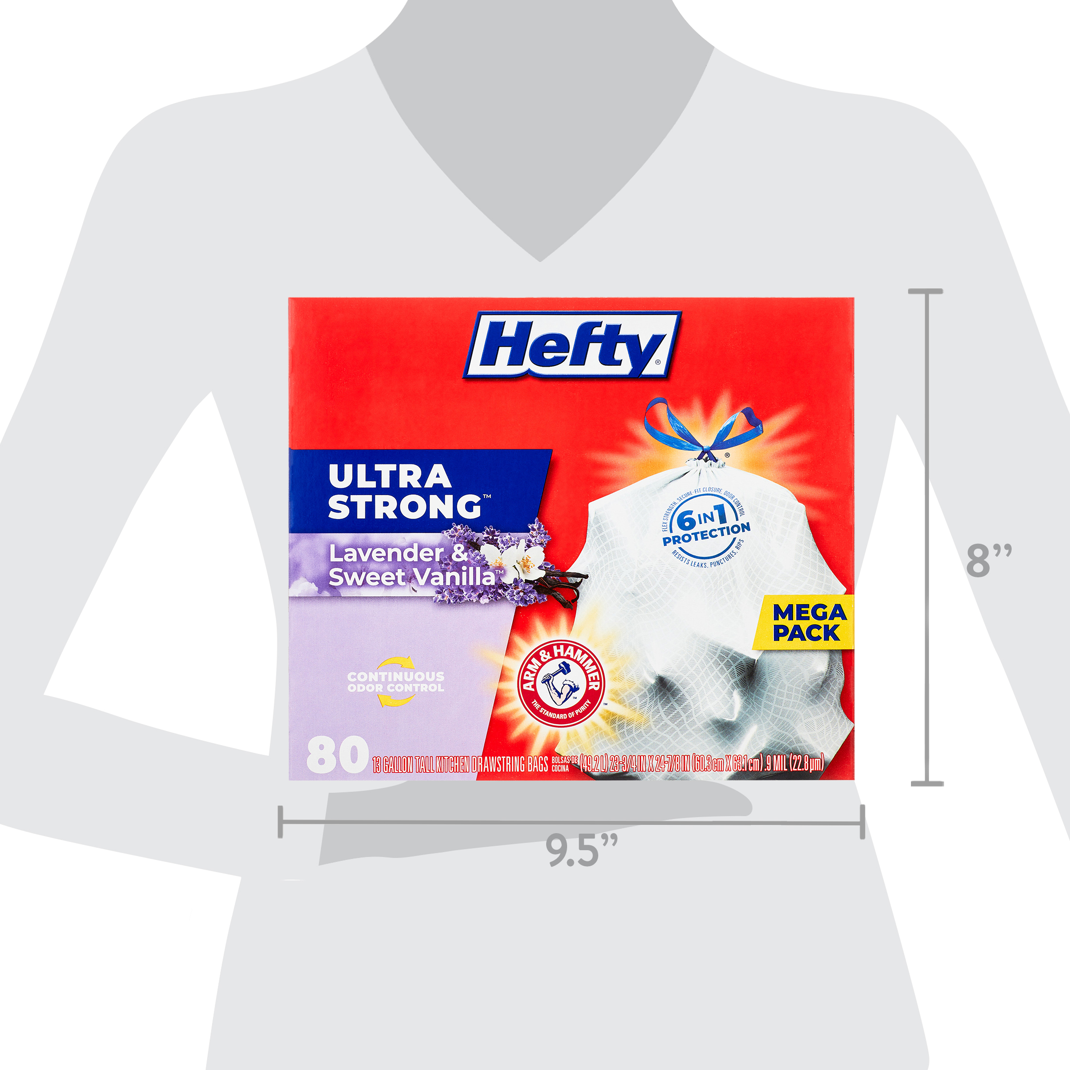 Hefty Ultra Strong Tall Kitchen Trash Bags, Lavender & Sweet Vanilla Scent, 13 Gallon, 80 Count - image 11 of 11