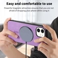 thumbnail image 3 of for iPhone 12 Magnetic Case, Luxury PU Leather Skin-Feel Back Protective Phone Cover Compatible with Mag-Safe Support Car Mount Holder for iPhone 12, Purple, 3 of 9