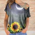 thumbnail image 2 of Blusa de manga corta con hombros descubiertos y estampado de flores para mujer Pompotops  hfajkhk128739, 2 of 9