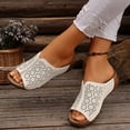 thumbnail image 3 of Modisza Orthopedic Wedge Sandals for Women Flower Cutout Wide Width Slip on Wedges Slides Ladies Casual Summer Slippers size 6 White, 3 of 7
