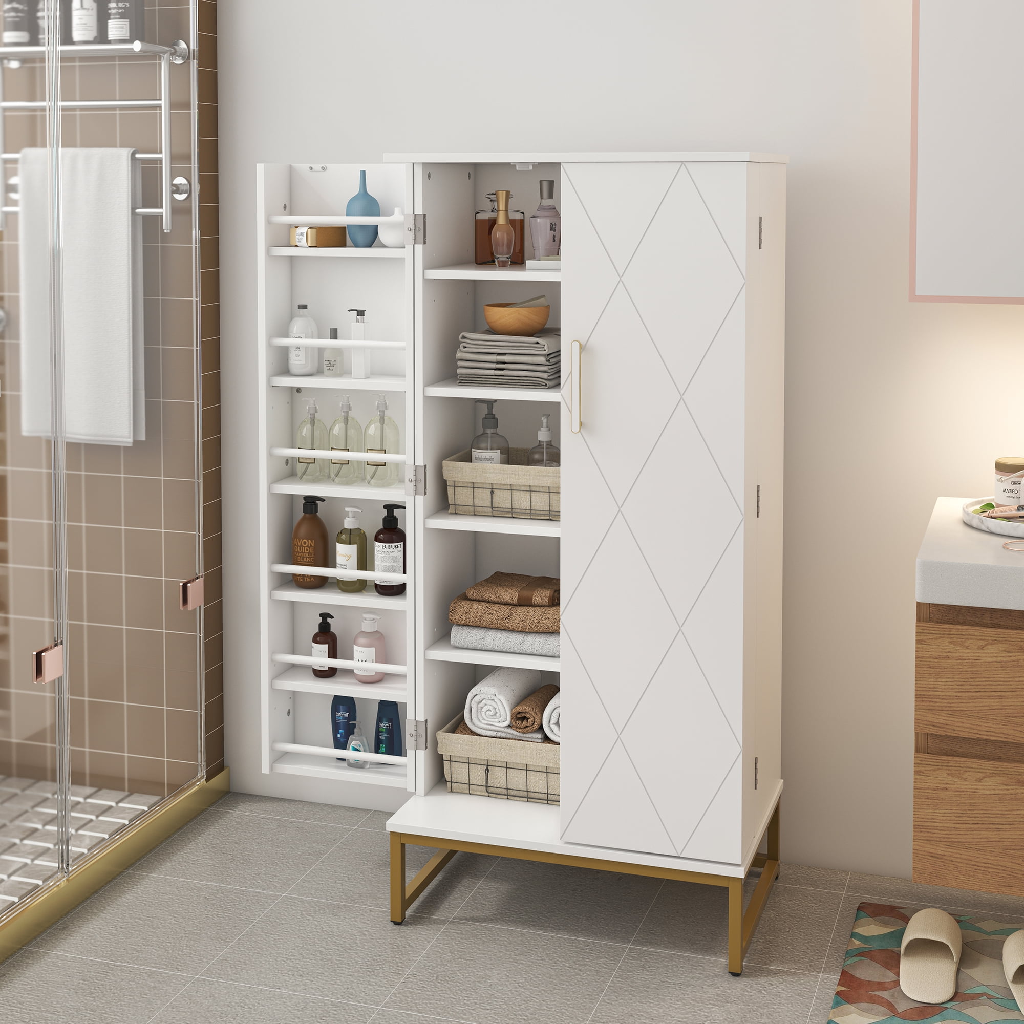 ETASE 72 Pantry Cabinets, White Tall Kitchen Pantry Storage