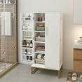 thumbnail image 5 of ETASE 51 Pantry Cabinets, White Freestanding Kitchen Pantry Storage Cabinet with Adjustable Shelves, Buffet Cupboards Storage Cabinet for Home Office Use, White + Gold, 5 of 11