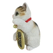 Japanese Luck And Fortune Charm Beckoning White Calico Cat Maneki Neko Figurine