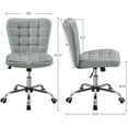 thumbnail image 3 of CRXX Armless Desk Chair Modern Tufted Office Chair Faux Leather Upholstered Computer Chair with Adjustable Seat Height and Rolling Wheels for Home/Office, Light Gray, 3 of 9