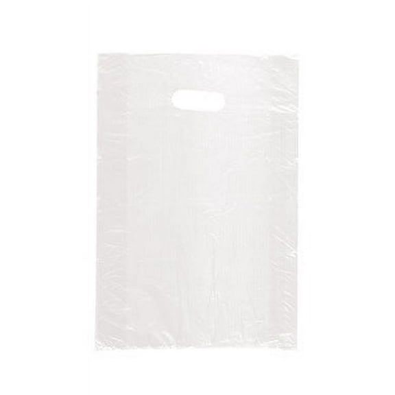 SSWBasics Medium High Density White Plastic Merchandise Bags - 12”W x 3”D x 18”H  -