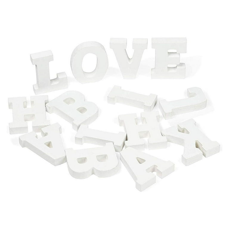 White Wood Letters 3 Inch, Wood Letters for DIY Party Projects (H)