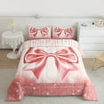 thumbnail image 2 of Manfei Girls Kawaii Bowknot Queen Comforter Set,Cartoon Bow Tie Bedding Sets,Pink Bling Print Bedding Comforter Set For Teens,Ultra Soft Home Decor Reversible,3-Piece, 2 of 8