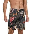 thumbnail image 2 of Uemuo Moonlit Crow Blossoms Pattern Men's Short Pajama Pants – Soft & Breathable Lounge Shorts, Elastic Waistband with Pockets, Lightweight Sleepwear for All-Season Comfort-XX-Large, 2 of 6