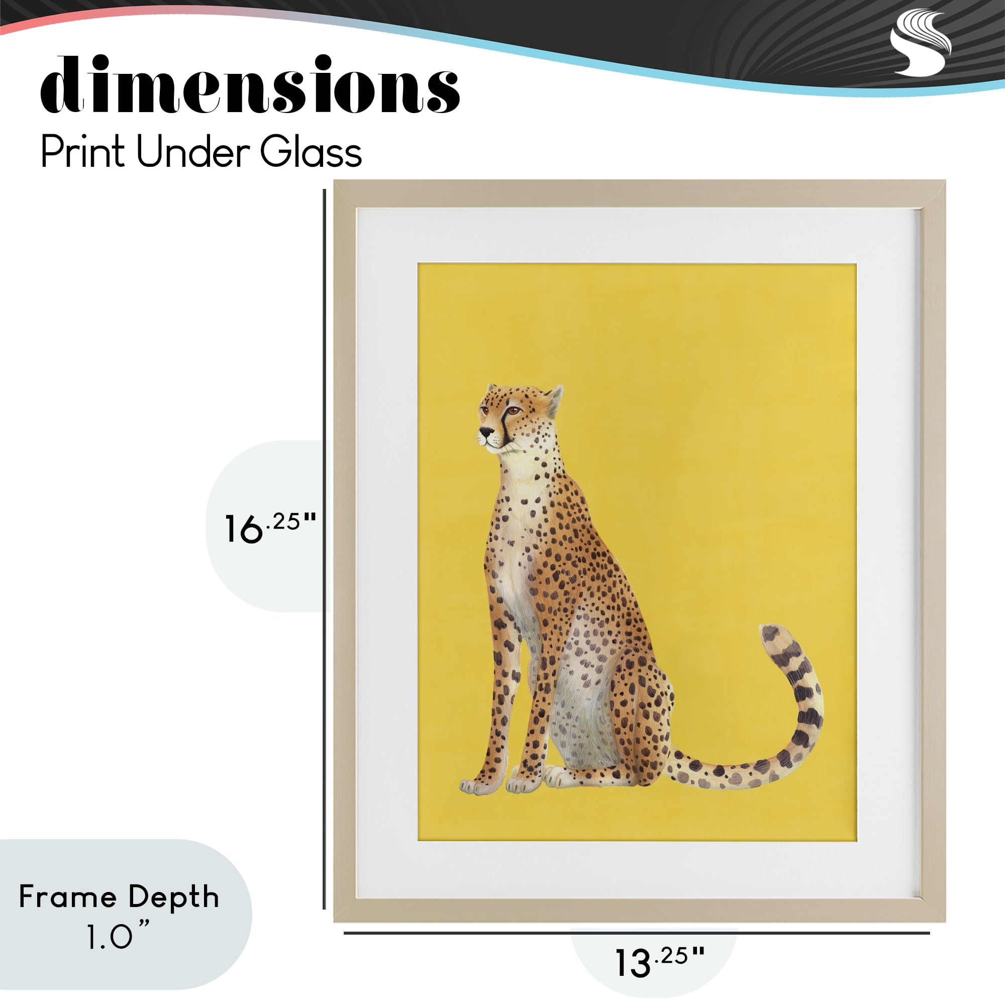 Stupell Industries Cheetah on Vibrant Yellow Birch Framed Print Under Glass, design by Karolina Sato
