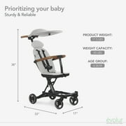 Evolur Cruise Rider Stroller with Canopy, Easy to Carry Travel Stroller, Koala Gray