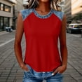 thumbnail image 2 of DHFJKG Tank Tops For Women Crew Neck Patchwork Summer Sleeveless Cami T-Shirts Color Block Streetwear Graphic Tee Comfy Top, 2 of 4