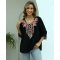 thumbnail image 2 of Women's Boho Embroidered Tops 3/4 Sleeve Mexican Peasant Shirts Bohemian Loose Tunic Blouses, 2 of 5